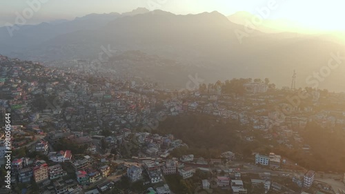 Aerial Drone View of Kohima City on Hills, Nagaland, Northeast India
