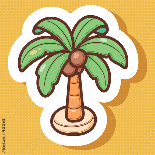 Cartoon Palm Tree With Coconuts