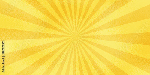 Yellow banner with Sun rays, yellow lines background, light
