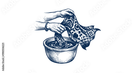 Hands Washing Fabric in A Bowl