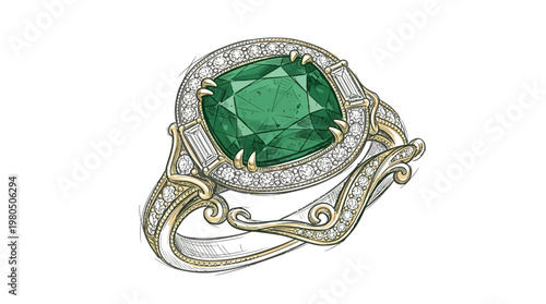 Elegant Emerald and Diamond Ring Design