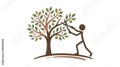 Gardener Pruning a Fruit Tree Icon