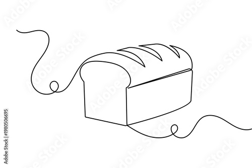 Bread loaf continuous line art minimalist style isolated outline vector illustration for bakery