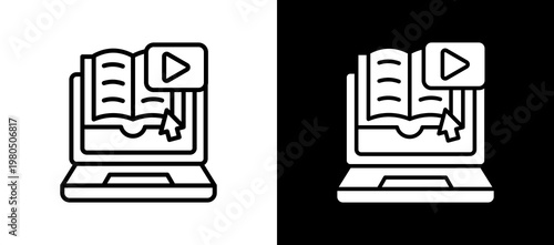 Educational Content Icon Set In Black And White Filled Style Collection