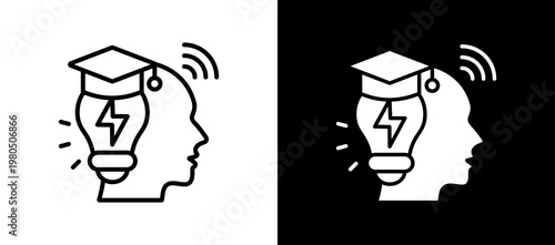 Smart Education Icon Set In Black And White Filled Style Collection