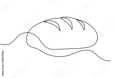 Bread loaf continuous line art minimalist style isolated outline vector illustration for bakery