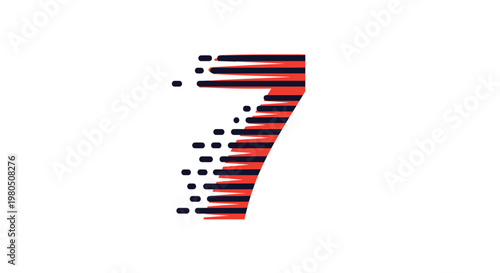 Stylized number seven with horizontal speed lines in red and dark blue colors suggests motion and fast performance.