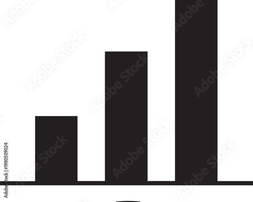 Black bar chart, graph, statistics, business vector icon