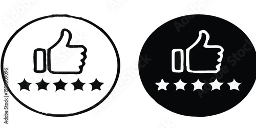 Five star rating feedback vector illustration. Customer product review icons set, five stars evaluation symbols on transparent background.