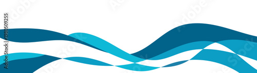 Abstract horizontal blue wave water banner