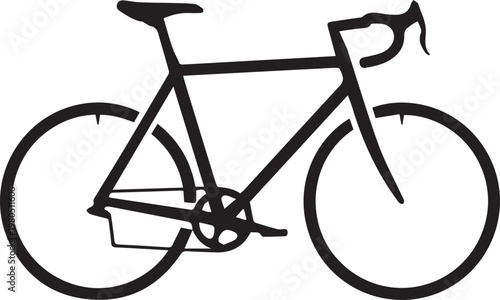 Road bike, bicycle icon, cycling silhouette, black vector, sports equipment