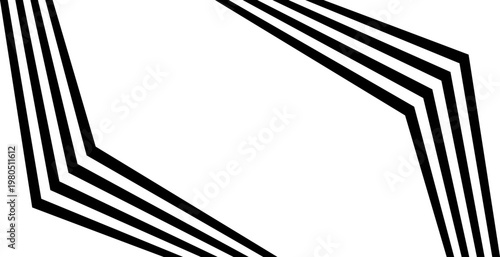 Perspective lines black stripes with 3d dimensional effect. Geometric vector abstract background