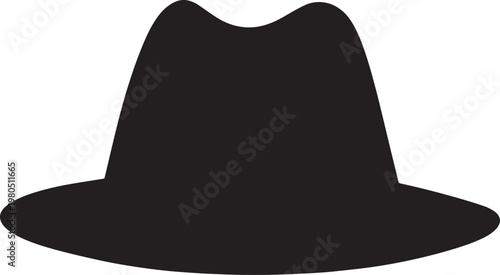 Black fedora hat, black hat icon, fedora silhouette, hat vector
