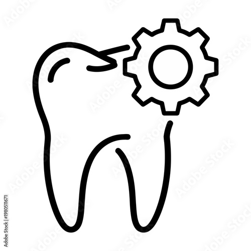 Vector of a tooth with a gear on it, symbolizing dental mechanics and oral health.