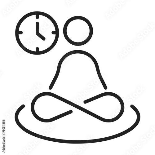 Vector of a person meditating with a clock in a peaceful environment