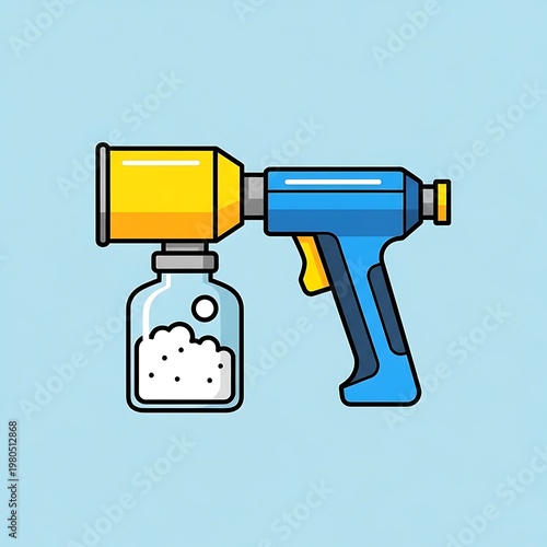 Spray gun with powder bottle.