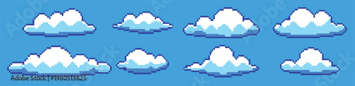  pixel cloud game animation bit sky digital cloudy retro 