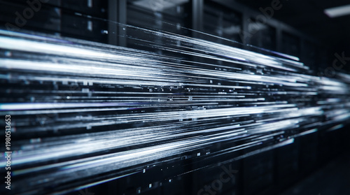 Blurring streaks of light against a dark, minimalist background.