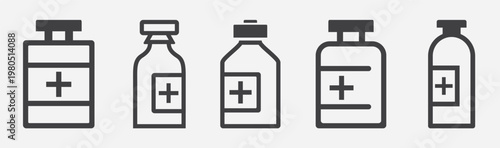  set of medicine bottle icons vector