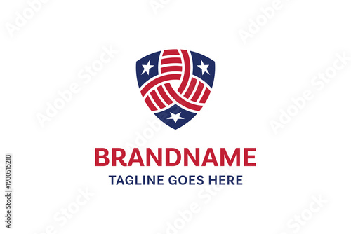 American Flag Shield Modern Logo, symbolizing strength, unity, and national pride
