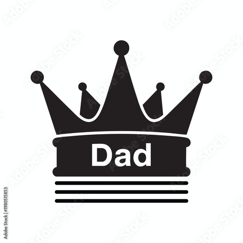A black crown graphic with the word dad inscribed presented as a striking silhouette high quality