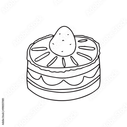 Black white birthday cakes. coloring pages for kids