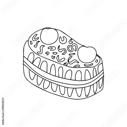 A detailed coloring page of a delicious Layering cakes