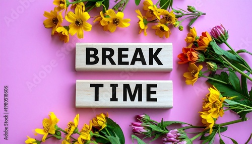 Flat lay featuring wooden blocks spelling 