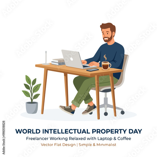 vector a person celebrates "World Intellectual Property Day" 10