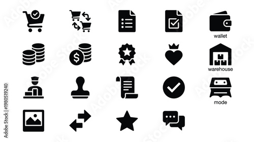 Collection of various business and finance icons