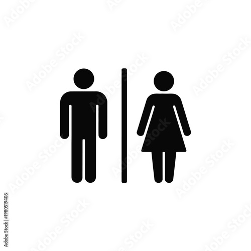 Vector of a male and female restroom sign with dividing line