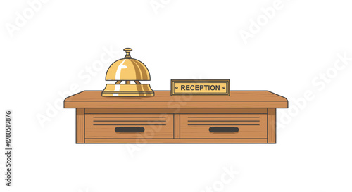 Hotel Reception Desk with Service Bell, Guest Check In Counter