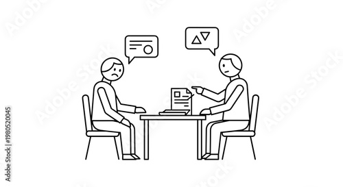 People sitting at table discussing.