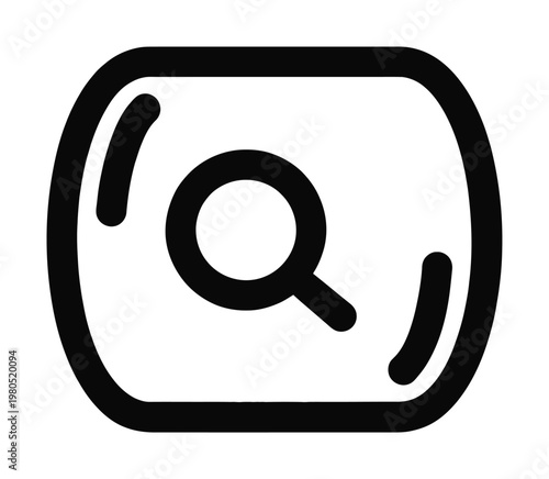 Vector icon of a rectangular frame with a magnifying glass inside