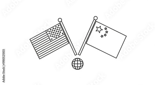 American and south korean flags waving with globe symbolizing international relations and diplomacy