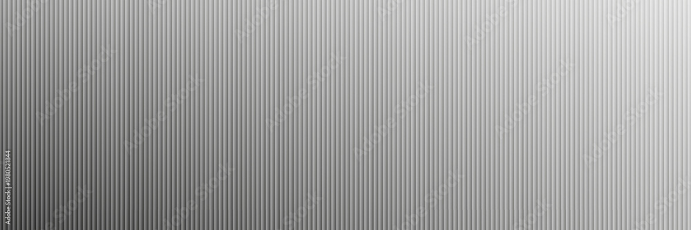 Obraz premium Acrylic satin corrugated glass texture light gray background. Blurred soft ribbed transparent striped door window overlay. Metal silver reeded polycarbonate sheet. Abstract vertical gradient pattern