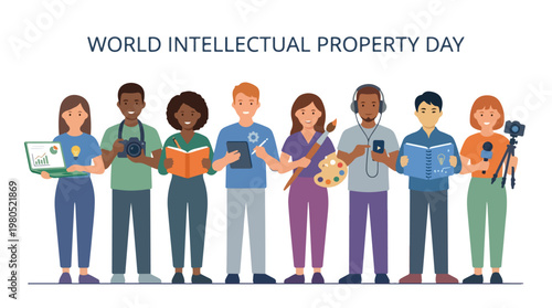 vector people celebrating "World Intellectual Property Day" 1