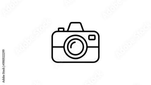 Simple and Clean Line Art Icon of a Vintage Camera, Representing Photography and Creative Capture