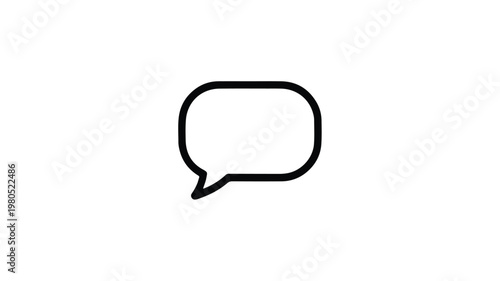 Minimalist Black Outlined Speech Bubble Graphic Symbolizing Digital Communication, Online Messaging, and Interactive Chat Concepts
