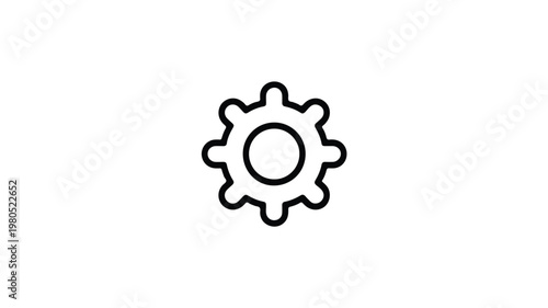 Simple gear icon representing settings, configurations, and mechanical components with a clean, minimalist design for digital interfaces