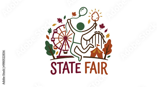 Joyful State Fair Emblem with Carnival Elements