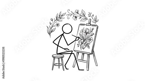 Minimalist Artist Painting Floral Still Life