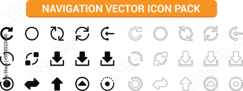 Set of circular and directional arrows for web navigation in clean vector design