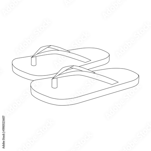 simple flip flops line icon minimal summer footwear illustration