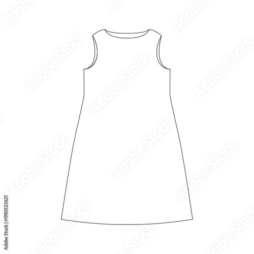 simple sleeveless dress line icon minimal clothing illustration