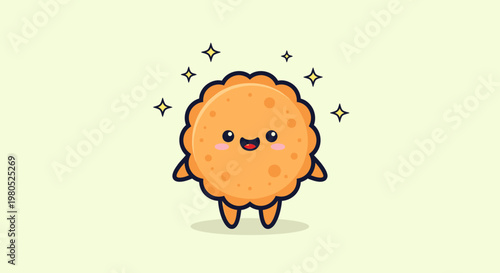 Cute fluffy round character smiling cartoon mascot.