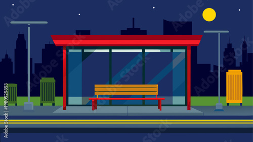 Soccer goal with a bench and ball under a night sky