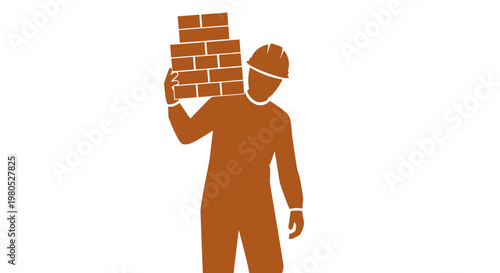 Man holding bricks on shoulder.