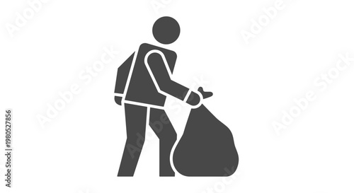 Man Holding Trash Bag.