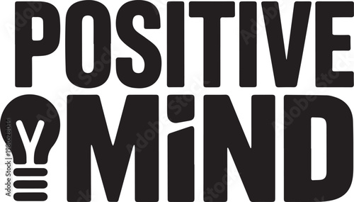 Positive Mind Typography – Minimalist Lightbulb Icon and Motivational Growth Quote